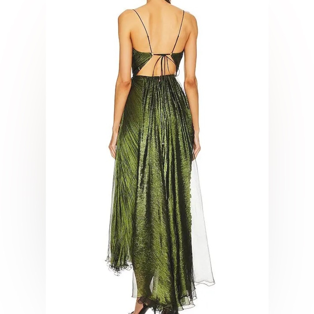 Maria Lucia Hohan Olive Green Spaghetti Strap Midi Dress - Picture 3 of 17